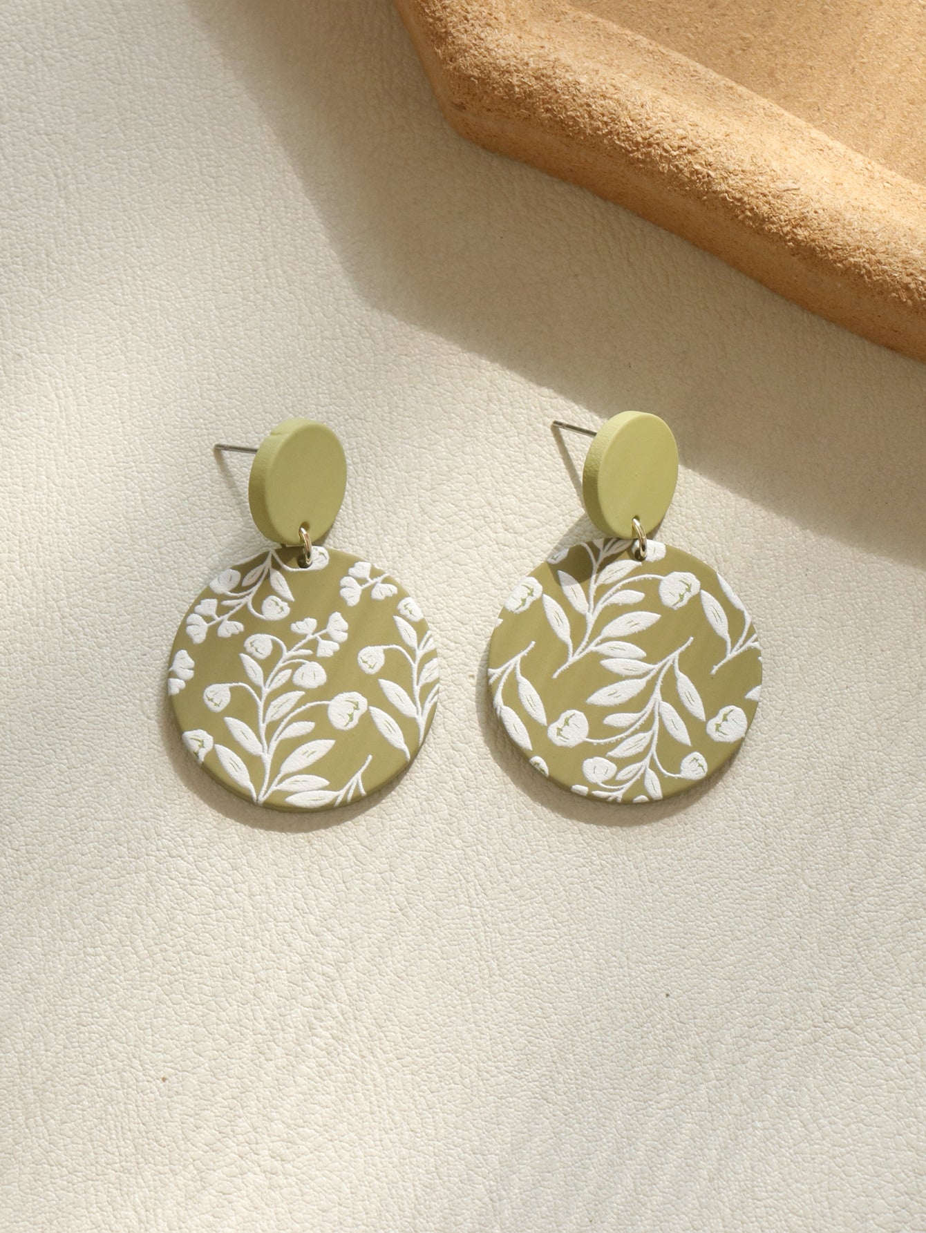 1pair Fashionable Color Block Round Drop Earrings