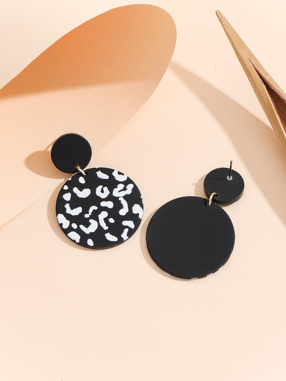 1pair Fashionable Color Block Round Drop Earrings