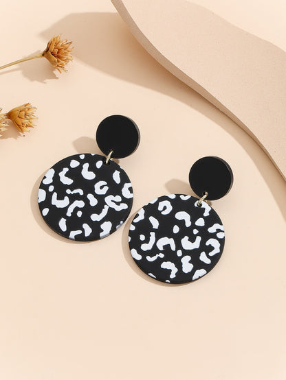 1pair Fashionable Color Block Round Drop Earrings