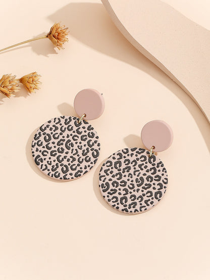 1pair Fashionable Color Block Round Drop Earrings