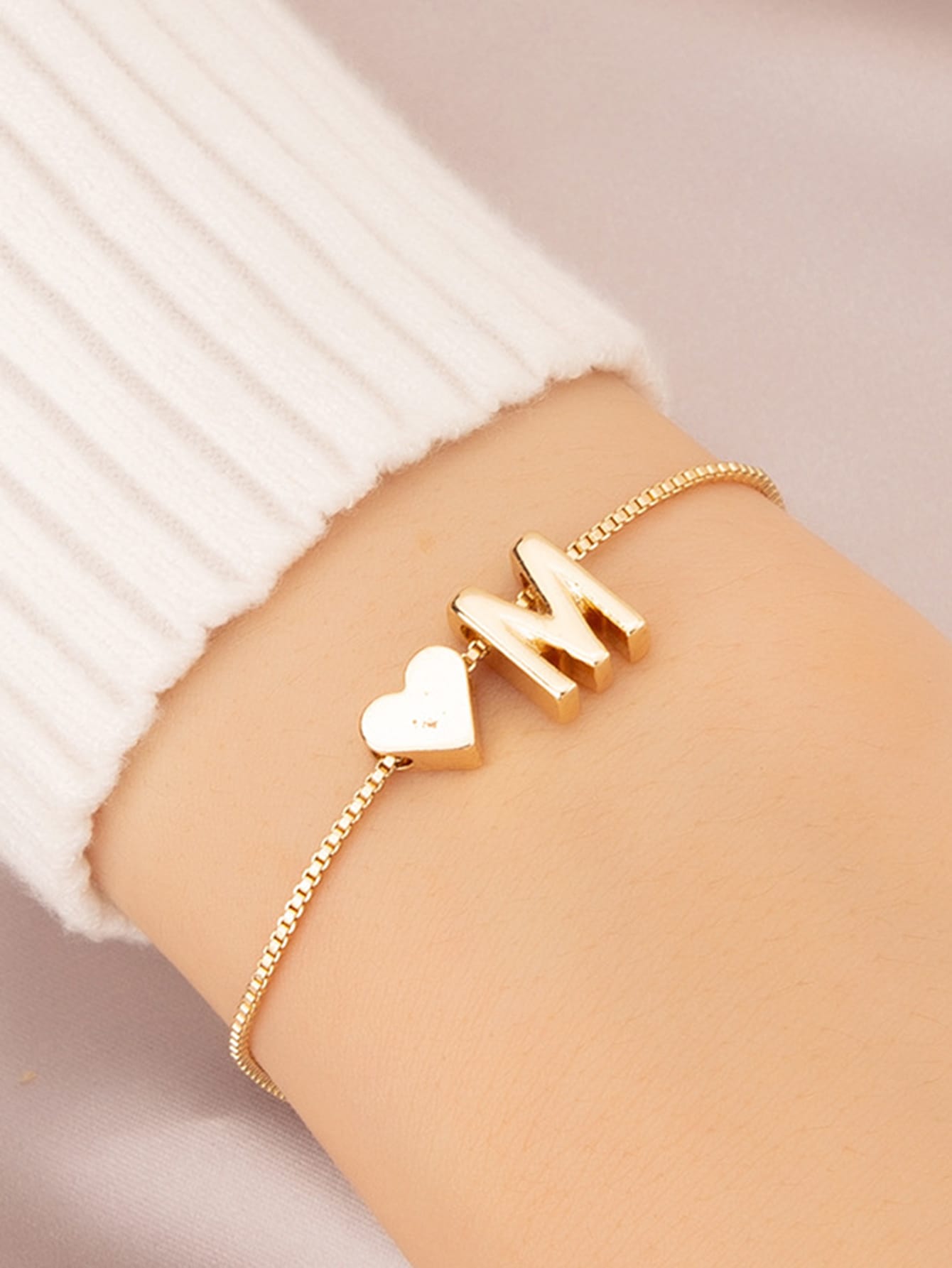 1pc Simple Fashionable Heart Symbol Charm Bracelet