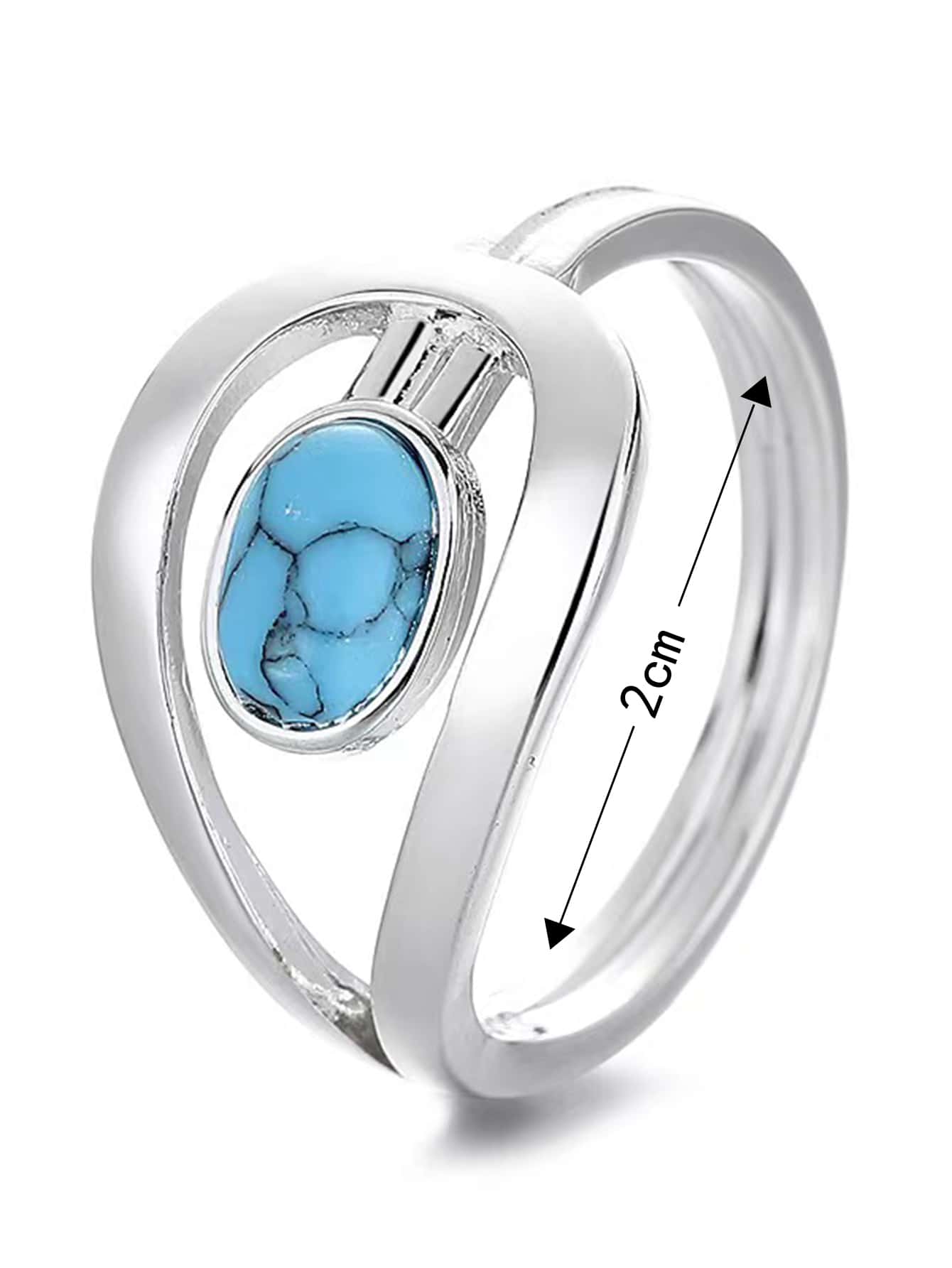 Stainless Steel Vintage Blue Turquoise Ring