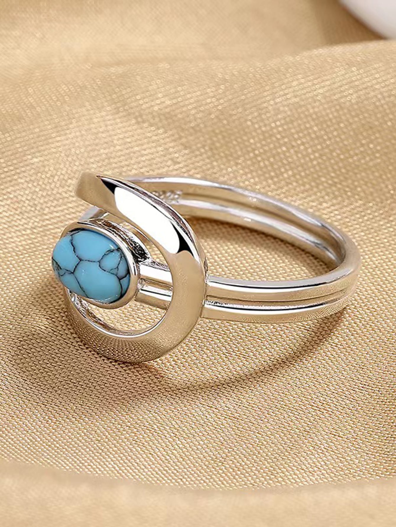 Stainless Steel Vintage Blue Turquoise Ring