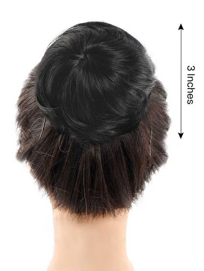 Black Straight Chignon Donut Bun Hair for Girls 3 inch Drawstring Ponytail Bun Hair Extensions