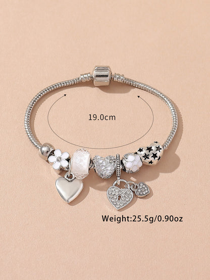 Y2K Heartthrob Rhinestone Charm Bracelet