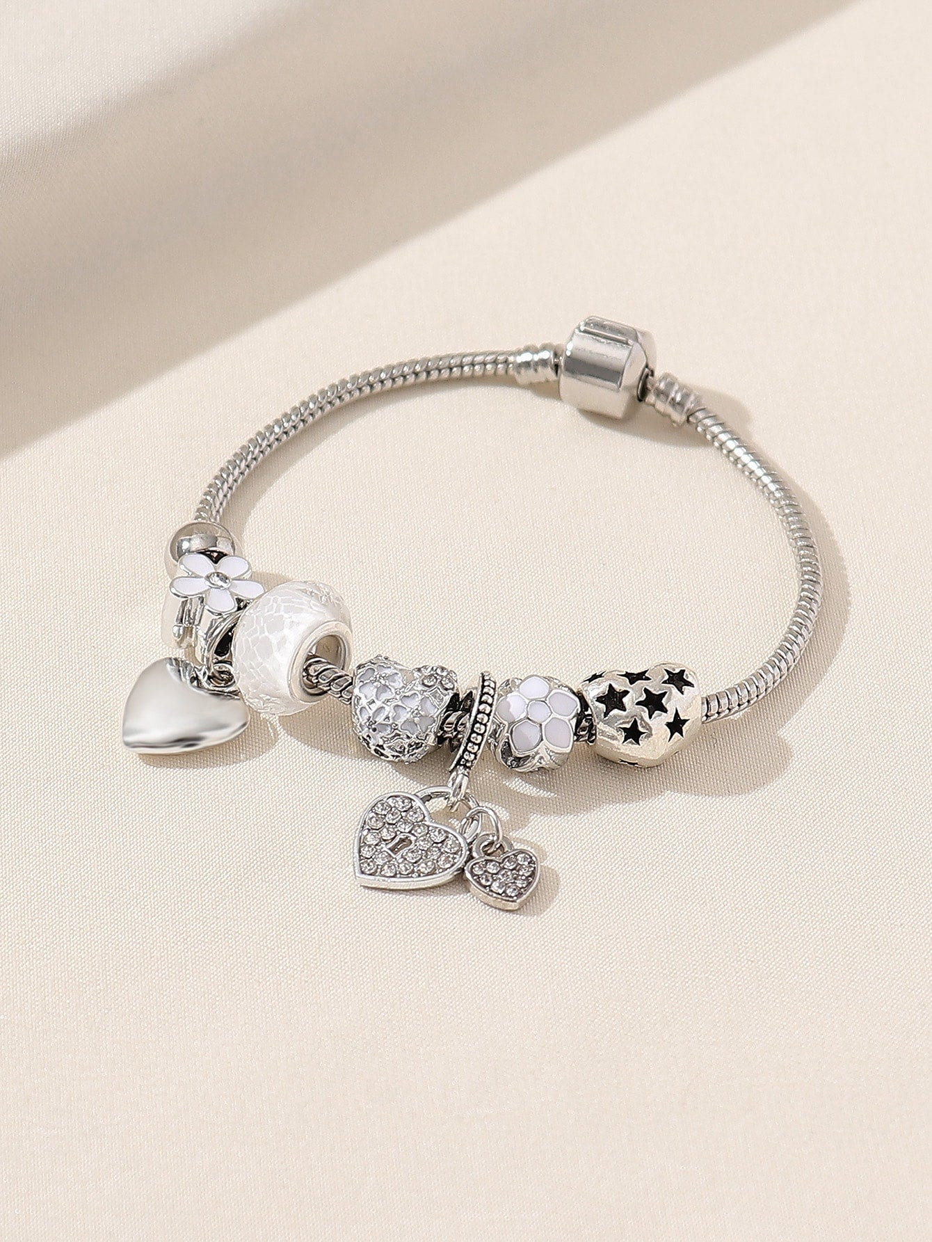 Y2K Heartthrob Rhinestone Charm Bracelet