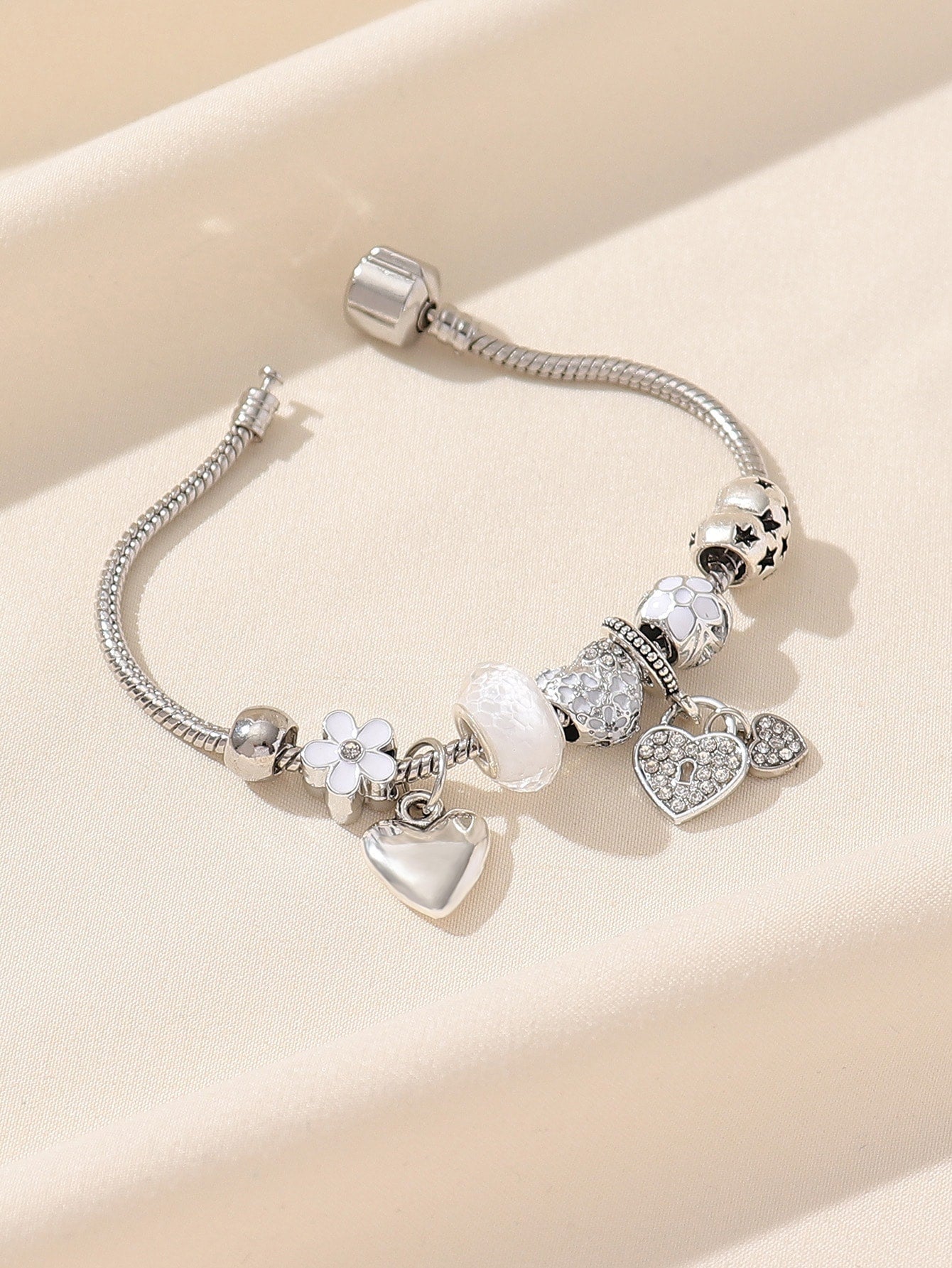 Y2K Heartthrob Rhinestone Charm Bracelet