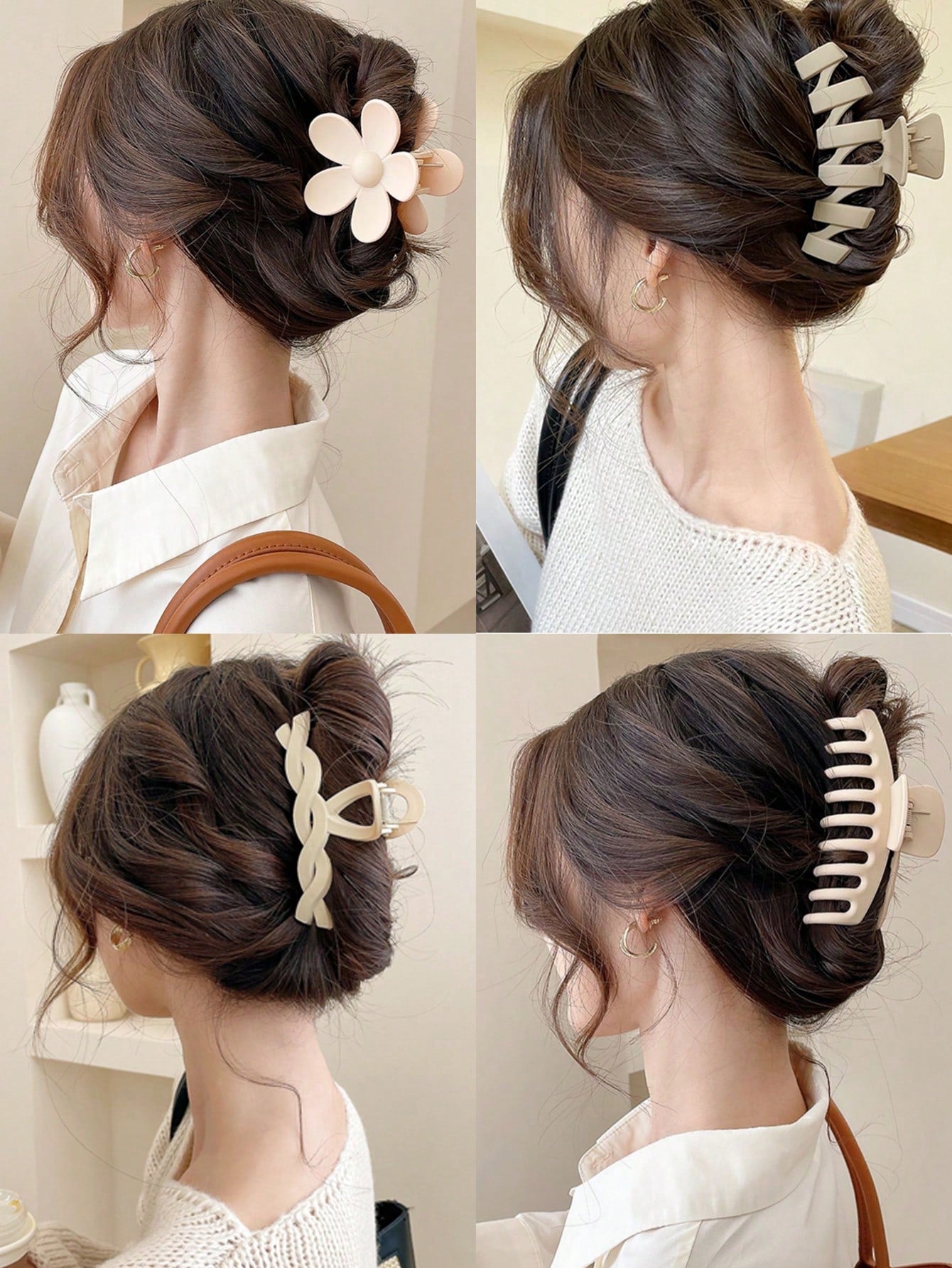 4pcs Women Wave Design Hair Claw