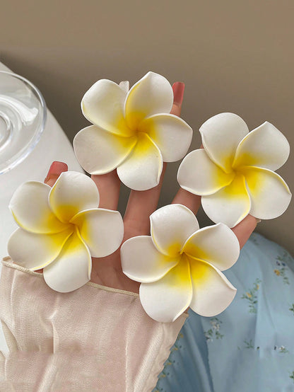 White Yellow Flower Decor Alligator Hair Clips