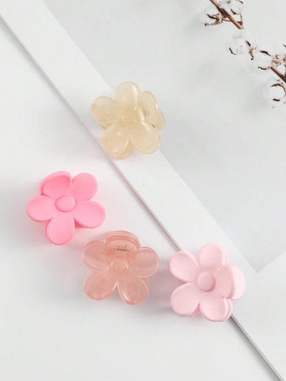 4pcs Women's Small Flower Shaped Hair Clips