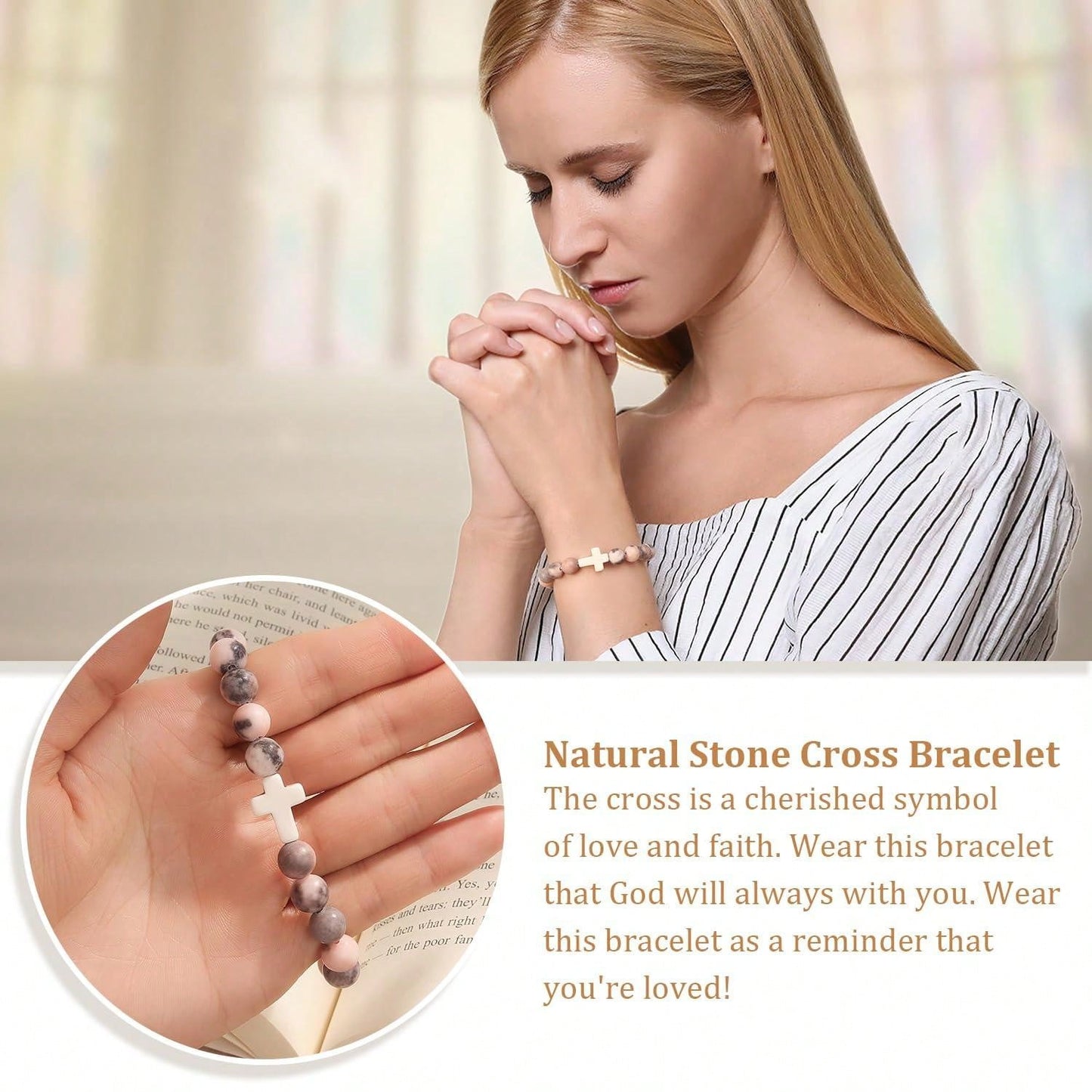 Christian-Inspired Natural Stone Bracelet