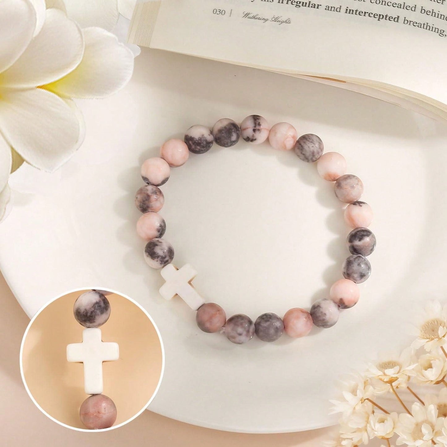 Christian-Inspired Natural Stone Bracelet