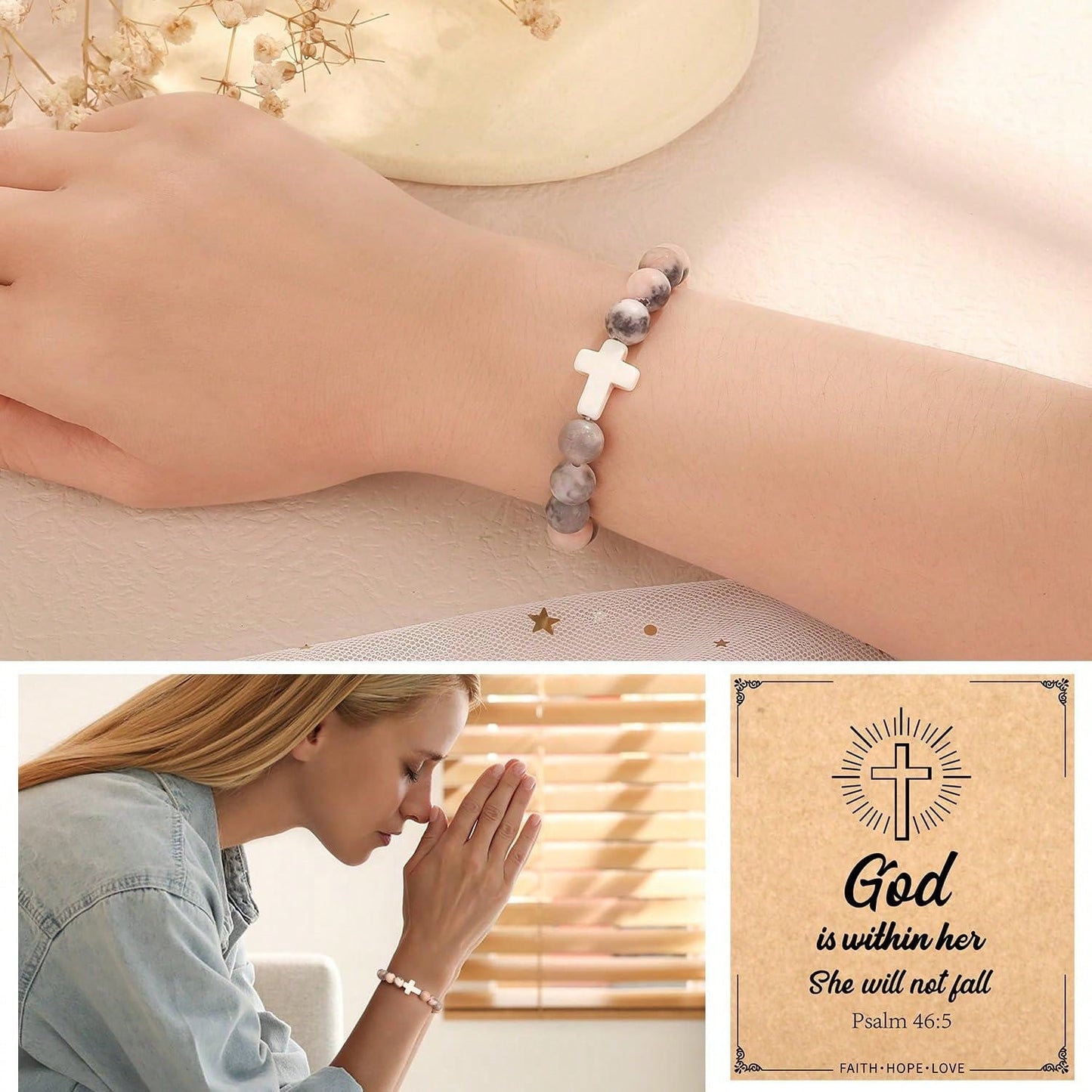 Christian-Inspired Natural Stone Bracelet