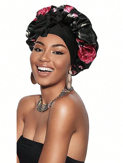 Adjustable Double Layer Silk Satin Hair Bonnet