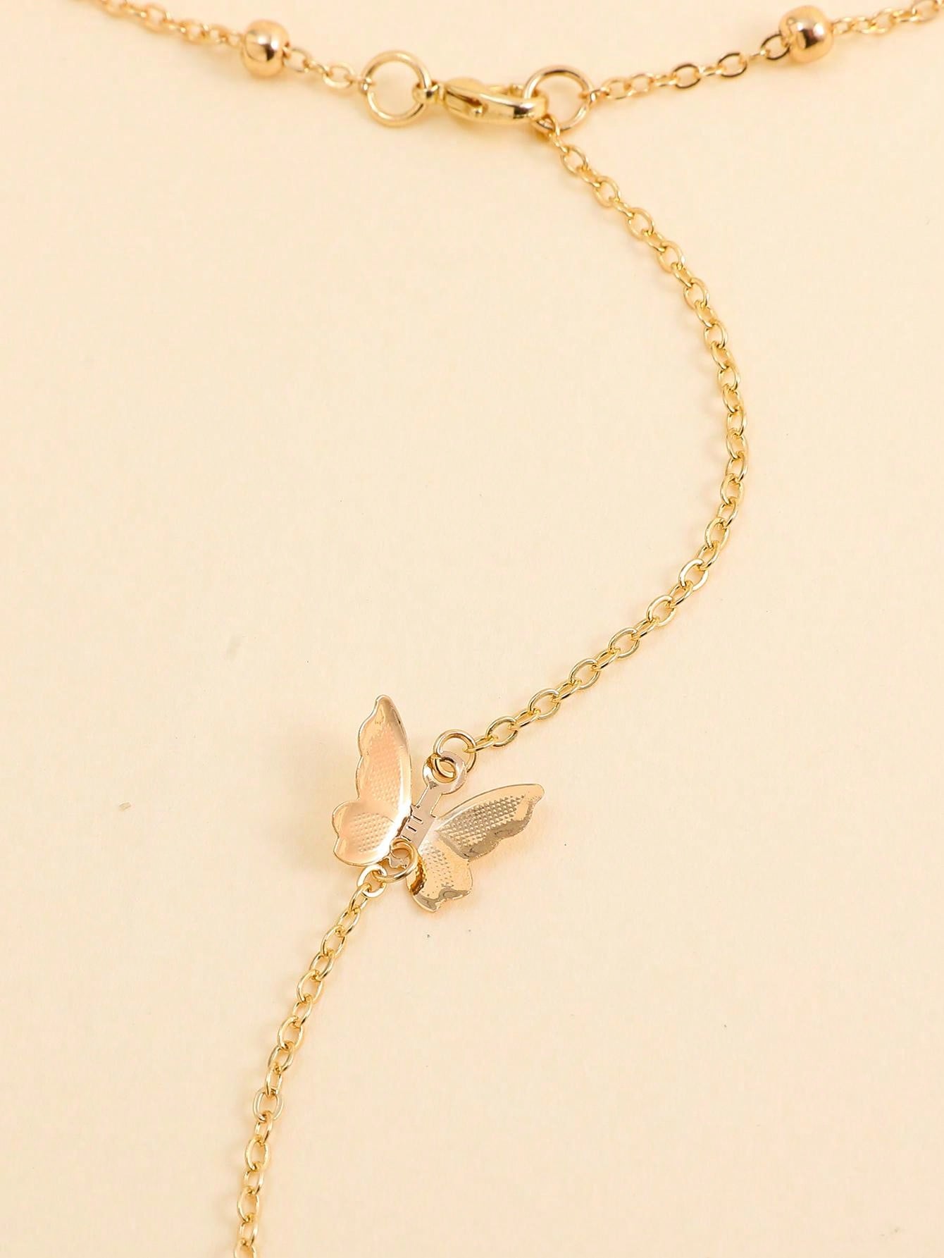 1pc Fashionable Butterfly Charm Back Necklace