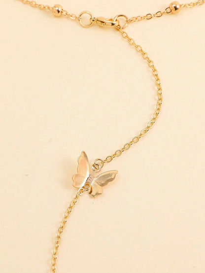 1pc Fashionable Butterfly Charm Back Necklace