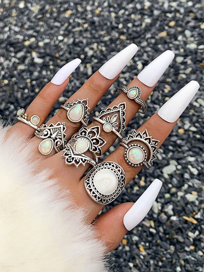 8pcs Turquoise Decor Ring