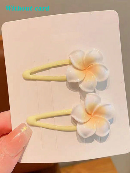 White Yellow Flower Decor Alligator Hair Clips