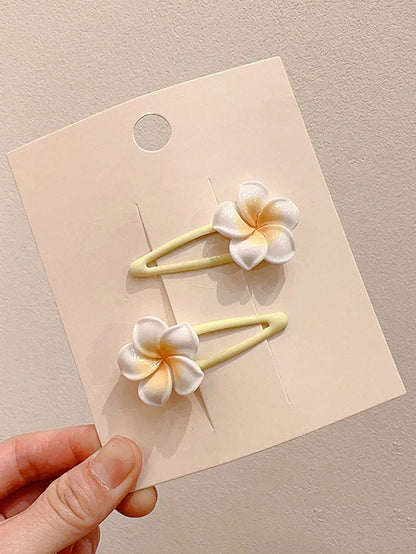 White Yellow Flower Decor Alligator Hair Clips