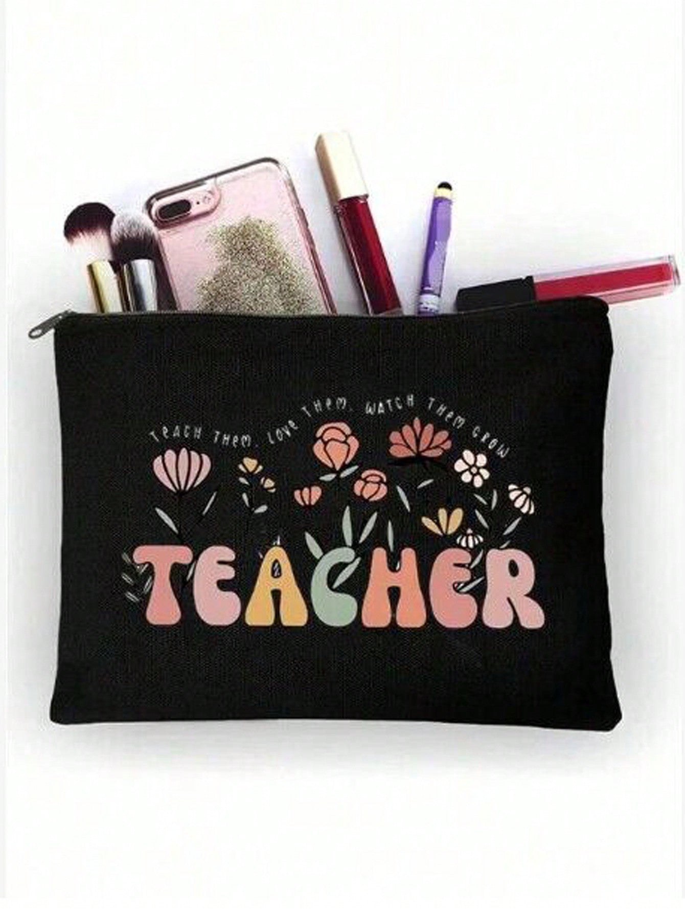 Teacher Appreciation Print Cosmetics Bag, Travel Pouch Bag Toiletry Bag, Gift For Teacher