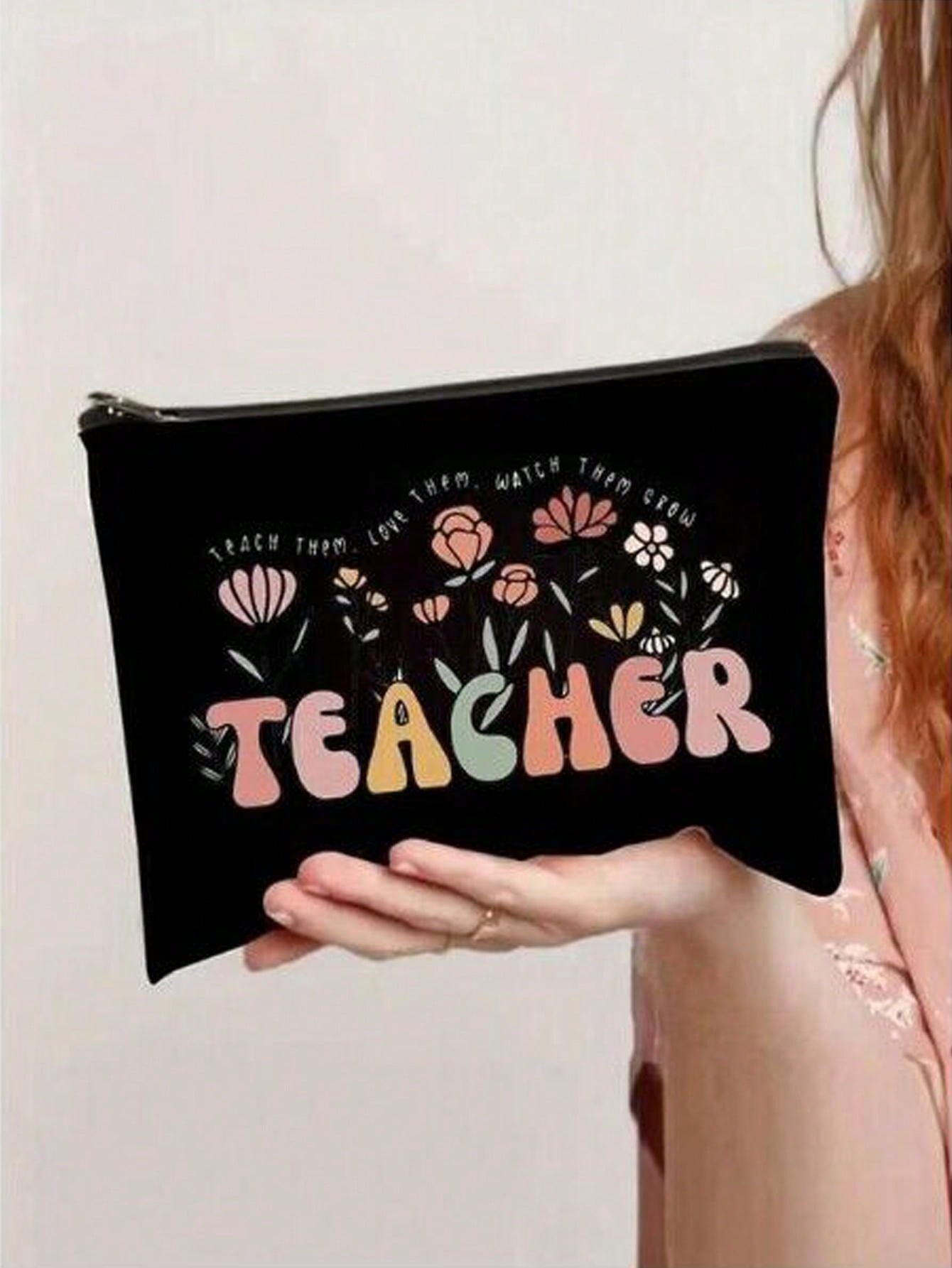 Teacher Appreciation Print Cosmetics Bag, Travel Pouch Bag Toiletry Bag, Gift For Teacher