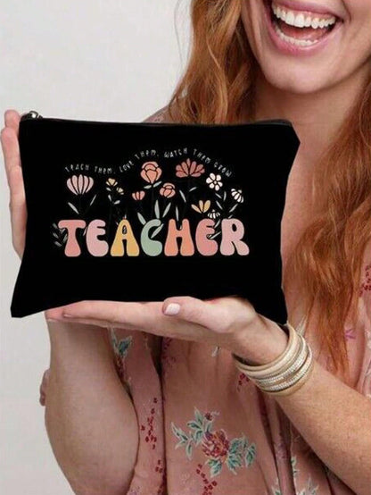 Teacher Appreciation Print Cosmetics Bag, Travel Pouch Bag Toiletry Bag, Gift For Teacher