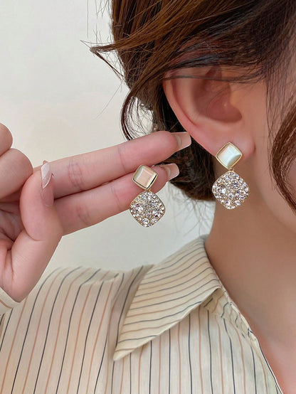 Rhinestone Geo Decor Earrings