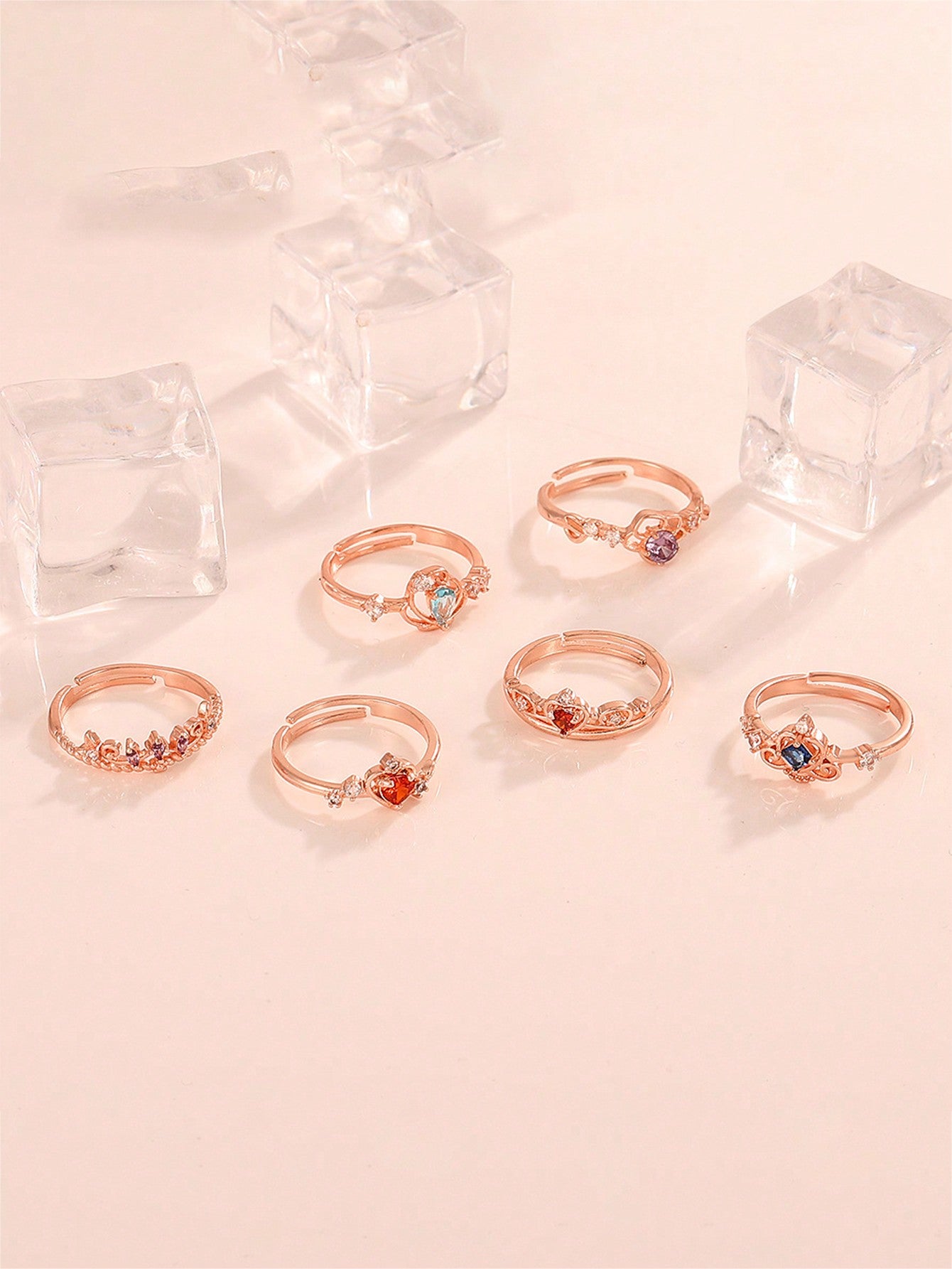 2pcs/set Glamorous Laboratory-created Moissanite Decor Ring