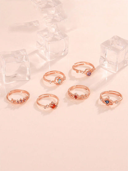 2pcs/set Glamorous Laboratory-created Moissanite Decor Ring