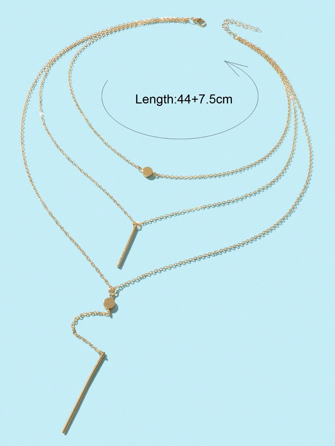 Disc & Rectangle Charm Layered Necklace