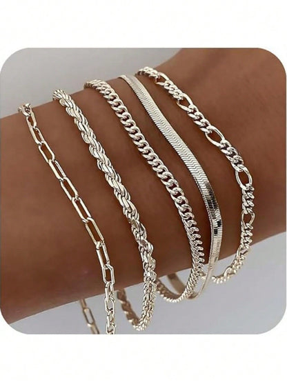 5pcs New Arrivals Fashionable Stainless Steel Water-proof Bracelets