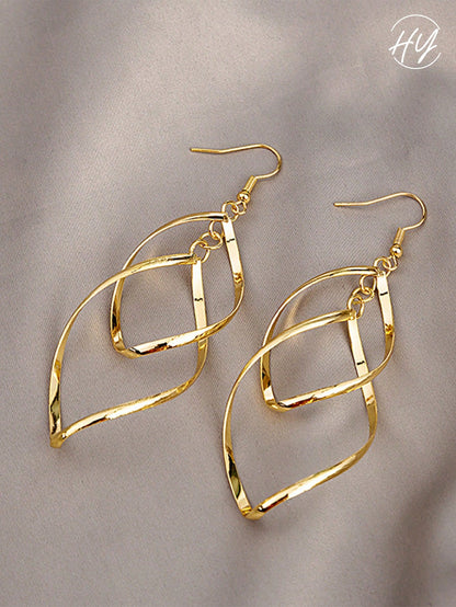 1pair Spiral & Bent Wave Curve Design Unique & Airy Earrings