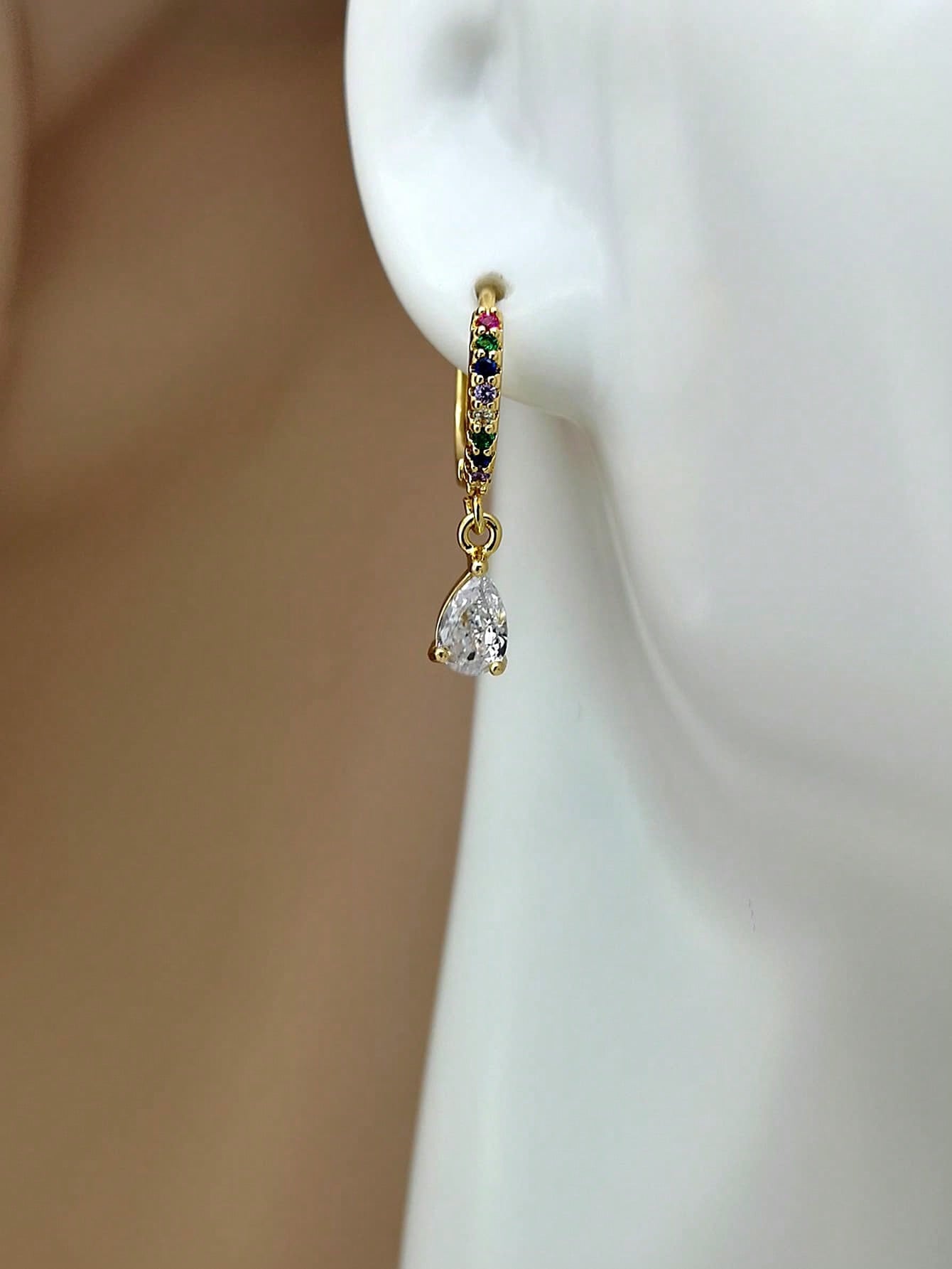 Cubic Zirconia Decor Drop Earrings