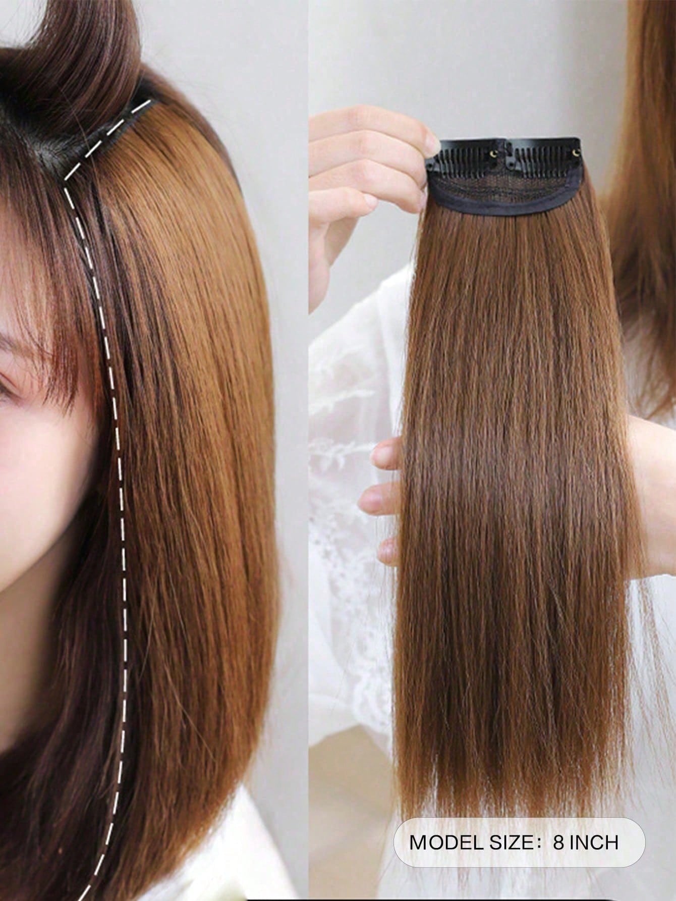 Natural Blend 20CM Clip-In Hair Extensions: Seamless Synthetic Hair Pads for Effortless Thinning Hair Coverage