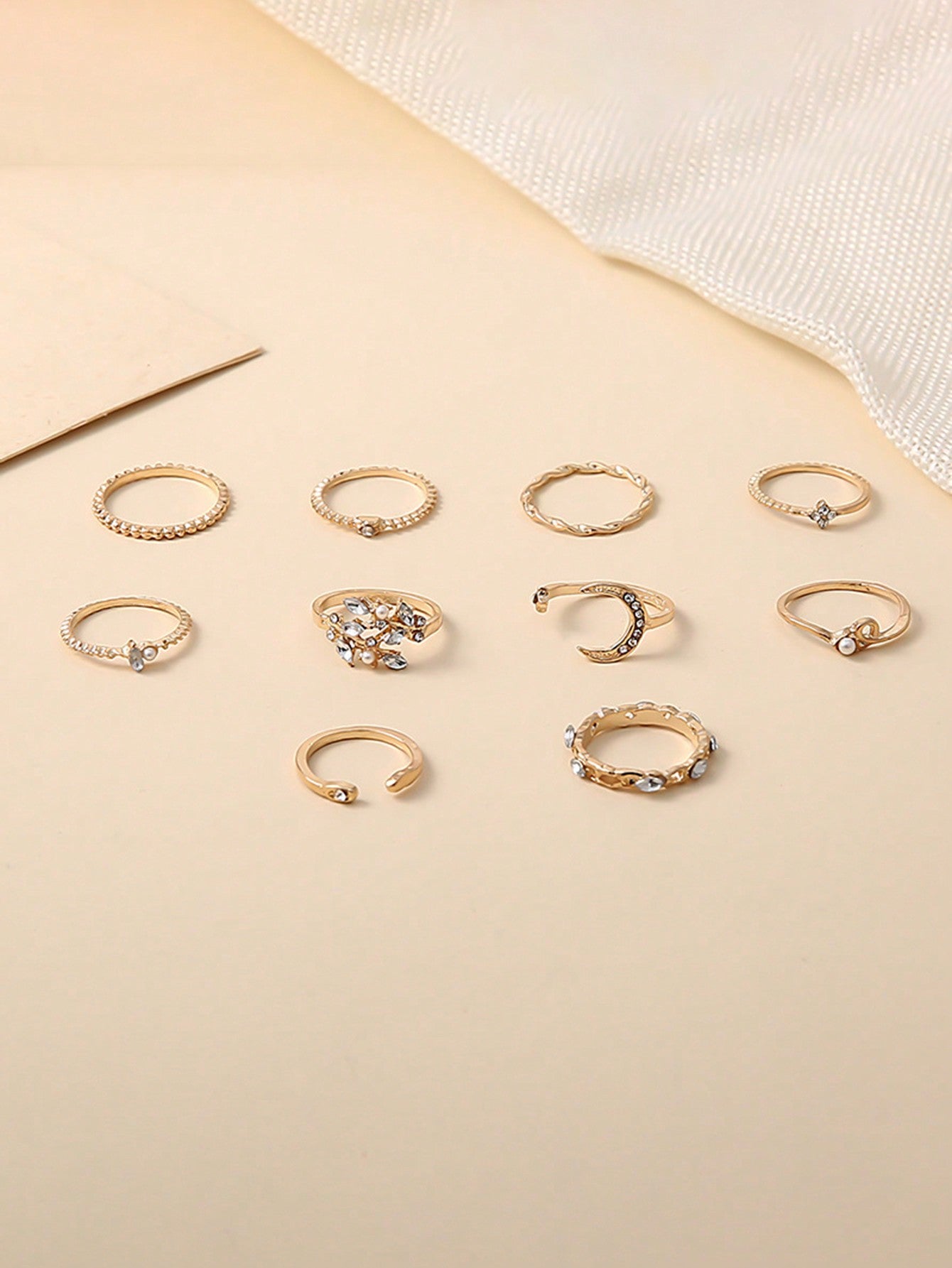 10pcs/set Rhinestone Decor Ring